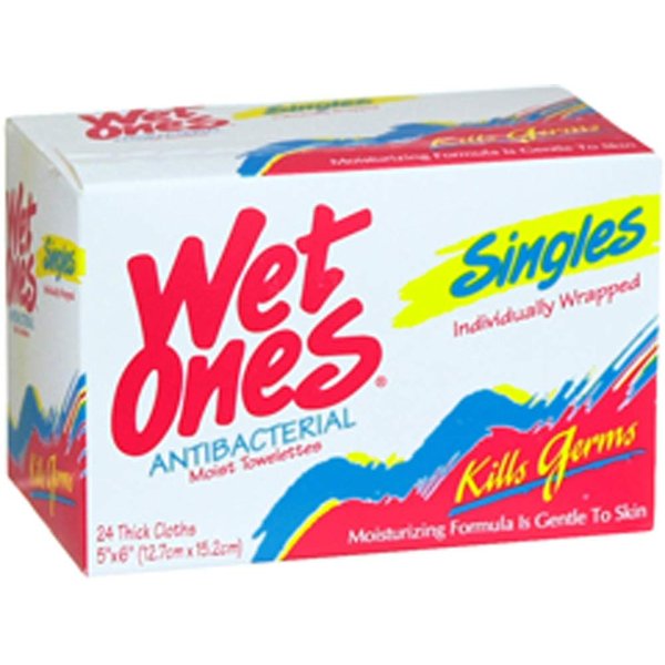 Wet Ones Moist Wipes Fresh Scent Anti Bacterial Singles - 24 ct, Pack of 3