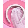 xo, Fetti Bachelorette Party Decorations Pearl Headband with Detachable Veil | White Headpiece Bridal Shower Gift, Bridesmaid Favors
