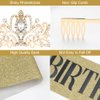 Birthday Crown for Girls Gold Tiara Sash Gifts for Womens Birthday Rhinestone Crystal Headband Princess Queen Crown Happy Birthday Decorations Birthday Gift Ideas Birthday Accessories Gifts for Women