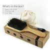 Boar Bristle HairBrush Combetter, Natural Wooden Paddle Brush Detangler Shine Smoothing Hair for Women Men Kids Curly Long Fine Dry Hair with Gift Box