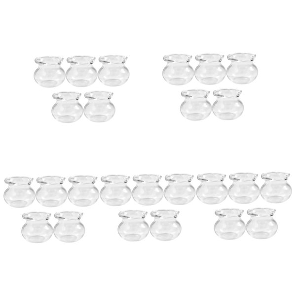 25 Pcs Doll House Fish Tank Desktop Accessories Toys Miniature Glass Ornaments Miniature Model Glass Miniature Accessories Toys Simulated Fish Bowls