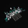 Teyglen Crystal Bride Wedding Hair Comb Green Teardrop Crystal Hair Piece Bridal Hair Accessories for Bride Rhinestone Wedding Hair Side Comb for Women Girls (Green)