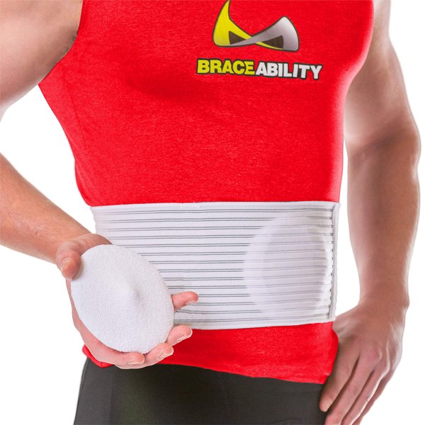BraceAbility Hernia Belt for Men & Women | Stomach Truss Binder with Compression Support Pad for Abdominal, Umbilical, Navel & Belly Button Hernias - L/XL (New & Improved) Fits 38"-58"