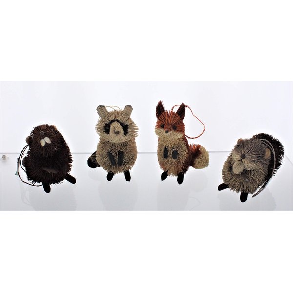 Kurt Adler S0706 3.5-6" Holiday Decorative Buri Woodland Animal Hanging Accessory Christmas Tree Ornament Set with String Hanger (4 Pack)