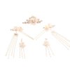 Leadigol Vintage Hair Sticks,Chinese Style Hair Sticks, Long Tassel Hair Stick Flower Crystal Pearl Hair Pins,Handmade Hair Sticks/Hair Comb/Earrings Set