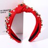 Christmas Headband for Women Holiday Christmas Accessories Beaded Xmas Bow Tree Snowflake HOHOHO Knotted Headband Red Green Crystal Pearl Top Knot Headband Festive Holiday Gifts (Xmas Tree 3)