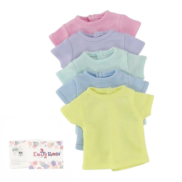 Emily Rose 14 Inch Doll Clothes Rainbow Pastels 5-Pack Doll Value Basics T-Shirts Tees | Gift Boxed! | Compatible with 14.5" Wellie Wishers and Glitter Girls Fashion Fashion Dolls