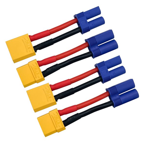 2Pairs XT90 Plug to EC5 Style Male Female Connector EC5 to XT90 Adapter for RC FPV Battery Charging ESC