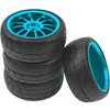 HIRCQOO OD 2.55" Rubber Tires & Metal Wheel Rims 12mm Hex Hub Compatible with HSP Tamiya HPI Kyosho 1/10 On-Road Touring Car WLtoys 1/14 144001 Traxxas 1/16 Slash 1/18 A959B RC Buggy (Blue)