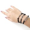 Hair Ties Bracelet With Metal Chain Link Beige Black Elastic, Wrist Bands Bracelets Looks Cute On Your Wrist And Great In Your Hair (Silver-3 metal accents)
