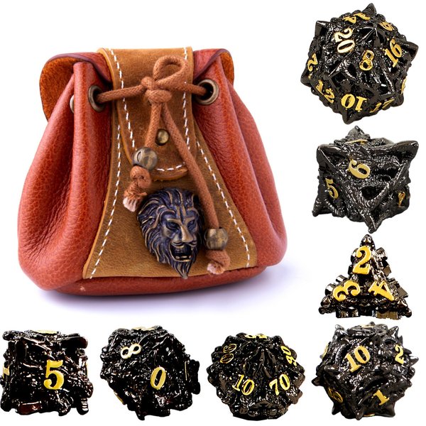 JOYLORD Hollow Metal DND Dice Set - Dragon Head Design for Dungeons &Dragons- Metal Dice Set with Unique Numbers,Unforgettable Dungeons and Dragons Gifts