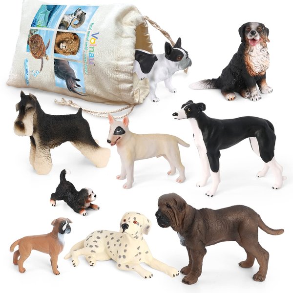 Volnau Dog Figurines Animal Toys 9PCS Mini Puppy Figures for Kids Toddlers Decorations Preschool Educational Cake Topper Set