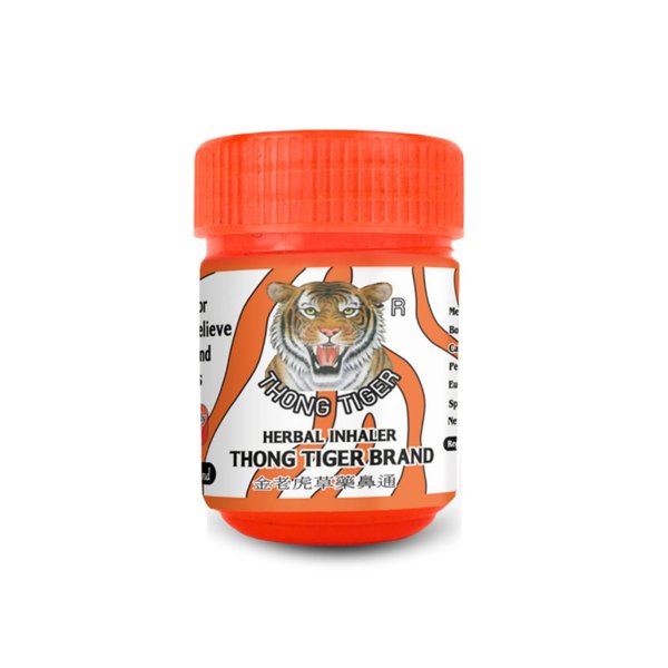 Thong Tiger Herbal Inhaler – Thai Nasal Inhaler with Menthol, Peppermint Oil & Herbal Blend for Sinus Relief, Clear Breathing & Aromatherapy – Pocket-Sized Natural Remed (1)