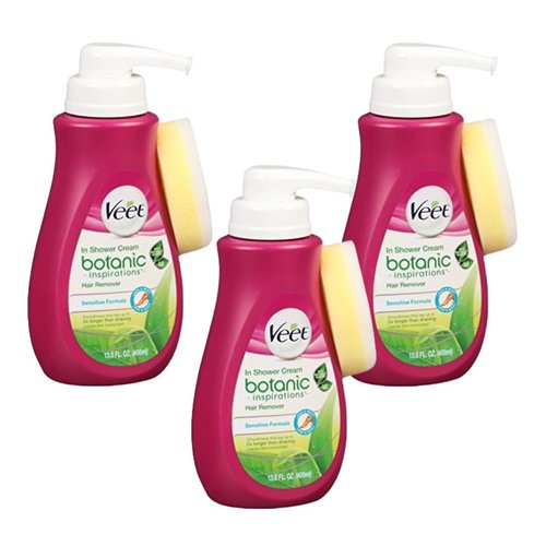 Veet In Shower Hair Removal Cream, Botanic Inspirations, Legs & Body, 400 ml (Pack of 3)
