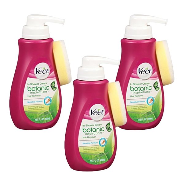 Veet In Shower Hair Removal Cream, Botanic Inspirations, Legs & Body, 400 ml (Pack of 3)