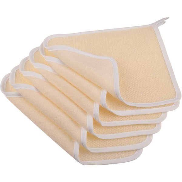 PHOGARY 6 Pack Exfoliating Wash Cloths for Body Scrub and Face Clean, Dual-Sided Exfoliating Wash Towels Bath Washcloths for Men Women Skin Massage Spa - Rough Exfoliating Side and Soft Terry Side