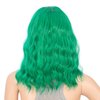 SWACC Short Curly Wavy Bob Wig with Bangs Synthetic Medium Shoulder Length Hair Wig for Women with Wig Cap (Green)
