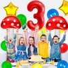 3 Balloon Number Red Blue Green Yellow Balloon Cartoon Mushroom Decorations Star Balloons for Birthday, Carnival, Party Activities, Cartoon Video Game Theme Party Supplies