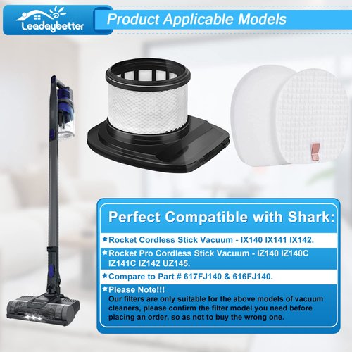 Leadaybetter IX141 Filter Replacement for Shark Rocket Pro IX140 IX141 IX142 IZ140 IZ140C IZ141C IZ142 UZ145 Cordless Stick Vacuum, 2 HEPA & 4 Foam & Felt Filters, Part # 617FJ140 & 616FJ140
