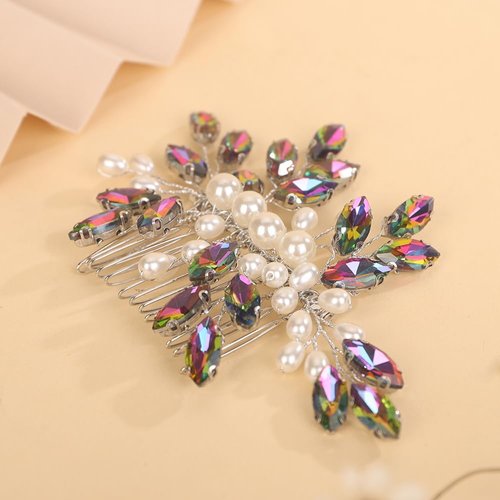 BERYUAN Crystal Rhinestone Hair Comb Rhinestone Pearls Headpiece Teardrop Rhinestone Wedding Hair Accessories for Women (multi)