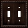 Brainerd 64409 Beaded Double Toggle Switch Wall Plate / Switch Plate / Cover, Venetian Bronze