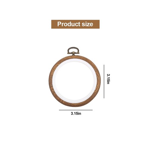 8 Pcs/Set Mini Embroidery Hoops 3 Inch Round Imitated Wood Plastic Display Frame Reusable Circle Cross Stitch Hoop Ring for Art Craft Sewing and Hanging Ornaments Home Decor