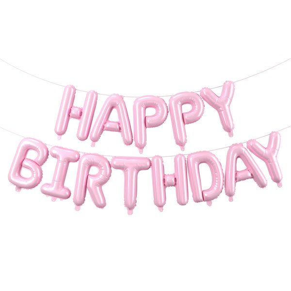 Light Pink Happy Birthday Balloons Banner,16 Inch Mylar Foil Letters Set,Inflatable Reusable Party Decor,for Women,Men,Kids Boys & Girls Birthday Decorations Party Supplies