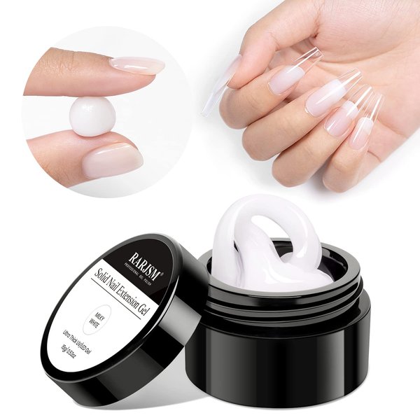 RARJSM Solid Builder Nail Gel for Nail Extension,Milky White Solid Building Extension Nail Gel,Extension Gel Non-sticky Hand for Nail Art Manicure,3D Sculpture Gel Nail Art Design Home Salon 15g