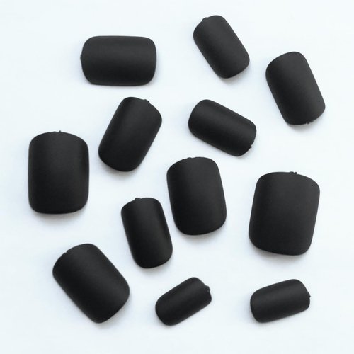 Bellelfin Short Press on Nails Square, 120Pcs Matte Color Fake Nails Full Cover Acrylic Glue on Nails Artificial False Nail with Adhesive Tabs for Women Girls Fingernails Design, Black Nails