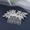 Foyte Crystal Wedding Hair Comb Rhinestone Bride headpiece Silver Butterfly hair piece Leaf Side Hair Combs for Women and Girls