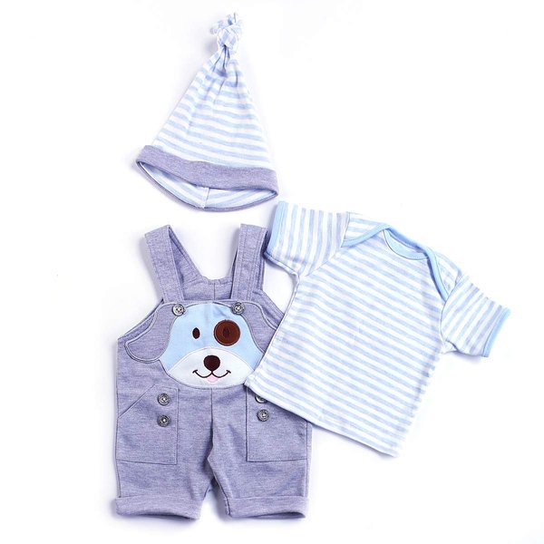 Pedolltree Reborn Baby Boy Dolls Clothes 22 inches 5 pcs Sets Striped Dino Outfit Accessories for 20-22" Newborn Baby Dolls Clothing