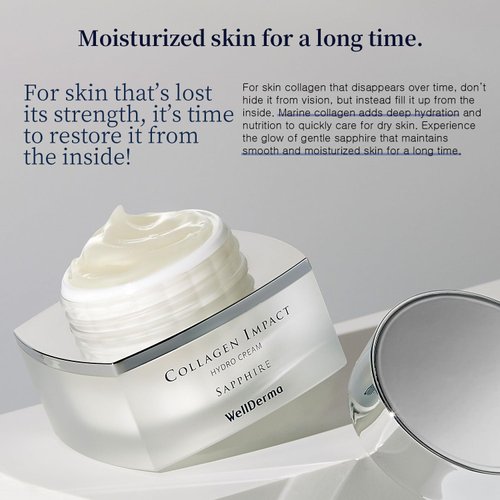 WELLDERMA Sapphire Collagen Impact Hydro Cream 1.69 fl.oz. - Collagen Firming and Hydrating Face Moisturizer, Rich Nutrients Healthy Glow Moisture Cream for Wrinkles and Sagging Skin