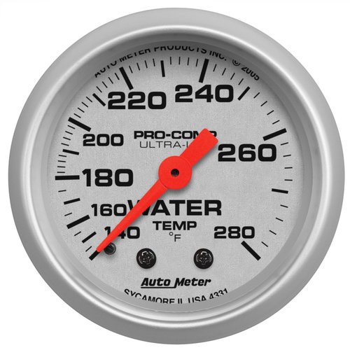 Auto Meter 4331 Ultra-Lite Mechanical Water Temperature Gauge, 2 1/16"