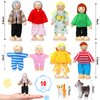 10 Pcs Wooden Dollhouse Set of Mini People Figures Dollhouse Dolls Wooden Doll Pretend Play Figures Accessories for Pretend Dollhouse Toy (Bright Style)