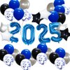 New Years Eve Party Supplies, Graduation Decorations Class of 2025 Party Balloons, 40in 2025 Foil Balloons, Latex Balloons for Birthday Wedding Prom Night Anniversary Bachelorette (Navy Blue Black)