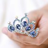 JAKAWIN Flower Girl Headpiece Wedding Hair Comb Rhinestone Tiara Crown Birthday Gift for Girls (Blue)
