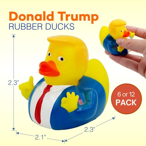 6 Donald Trump Rubber Ducks Bulk - 6 Pack Small 2.3 Inch, Trump Rubber Duckies Great for Jeep Ducking, Trump 2024 Gifts, Bath Tub Toys, Christmas White Elephant Gift for Adults by 4E's Novelty
