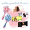 2Pcs Girls Wet Hair Brush, Cute Detangler Brush, Kids Wet-Brush No Pain Soft for All Hair Types Hair Curly Through Tangles Boys Hair Brush(Rabbit & Shell Pattern, with 10Pcs Cartoon Hair Ties)