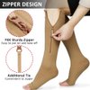 Ailaka Zipper 20-30 mmHg Compression Socks for Women & Men, Knee High Open Toe