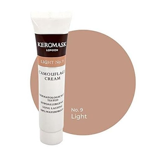Keromask Full Coverage Concealer | LIGHT No 9 | Camouflage Makeup | Waterproof Concealer | Hypoallergenic | Vitiligo, Tattoo, Rosacea, Tattoo Cover |24 Shades