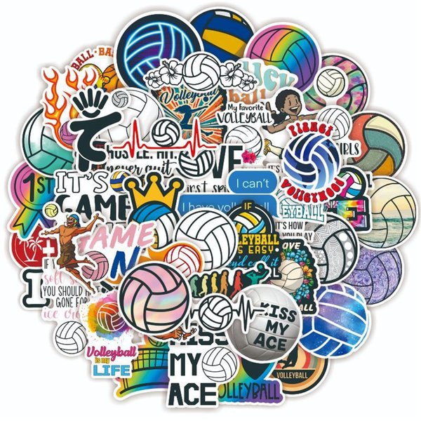 Volleyball Stickers, 50PCS Motivational Volleyball Water Bottle Stickers, Volleyball Helmet Stickers Gifts for Boys/Girls, Volleyball Gifts for Teen Boys Stickers and Decals (Volleyball)