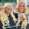 LEOSA 613 HD Lace Frontal Wig Blonde Body Wave 13x4 Lace Front Wigs for Black Women Long Yellow Blonde Pre Plucked Glueless Wigs Synthetic Golden Womens Lace Long Haired Wig