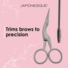 JAPONESQUE Brow Scissors and Spoolie, Stainless Steel Scissors for Brow Grooming and Trimming, Brush Tool for Brow Shaping