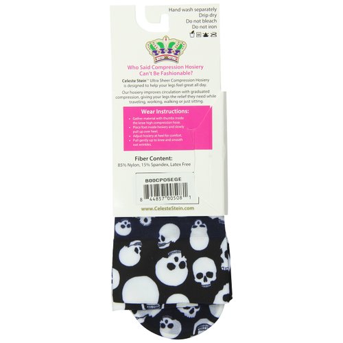 Celeste Stein Therapeutic Compression Socks, Skulls, 15-20 mmhg, 1 Pair