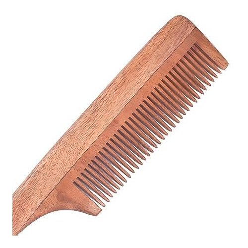 Generic Neem Wood Hair Comb, Eco-Friendly Anti-Dandruff Handcrafted(Pin Tail), Versatile for Curly and Wet Hair for Men and Women, Pack of 1, 24 CM, Brown