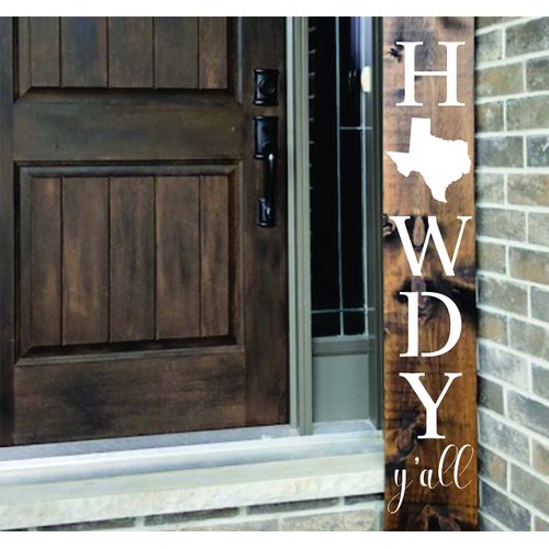 Howdy Texas Reusable Stencil Porch Sign Kit, Porch Leaner Template, Fits 10x50 Board, Texas Design… (Fits 9.25"x50" Board)