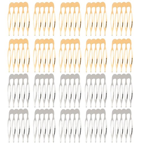 20 PCS Small Tiny Metal Side Hair Combs Plain Blank Crafting DIY Wire Slide Combs Hair Side Combs Twist Comb Hair Clip for Women Girls Decorative Making DIY Crafts (5 Teeth)