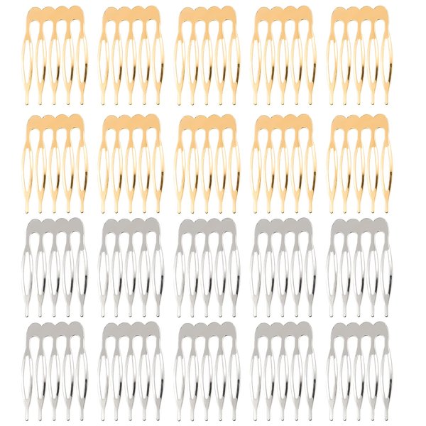 20 PCS Small Tiny Metal Side Hair Combs Plain Blank Crafting DIY Wire Slide Combs Hair Side Combs Twist Comb Hair Clip for Women Girls Decorative Making DIY Crafts (5 Teeth)