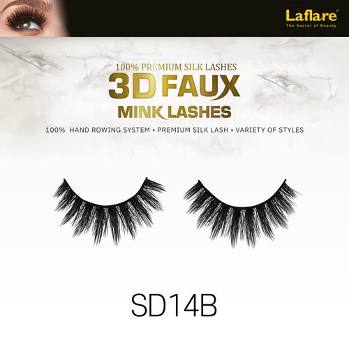 Laflare Silk Lashes 3D FAUX MINK Eyelashes, Light, Reusable, Handmade, Natural Looking, Professional Easy to Apply Eyelashes in a Knitted Style2-3 PACKS BUNDLE SPECIAL (3, SD14B)
