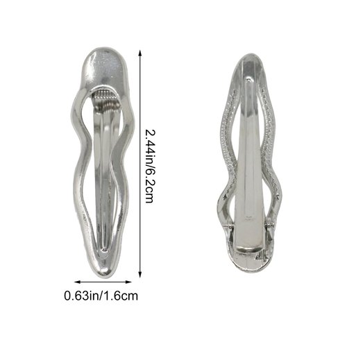 yueton 4 PCS Silver Metal Wave Hair Clips Elegant Silver Hair Clips Y2K Hair Accessories Bangs Hairclip Duck Bill Clips for Girls Women